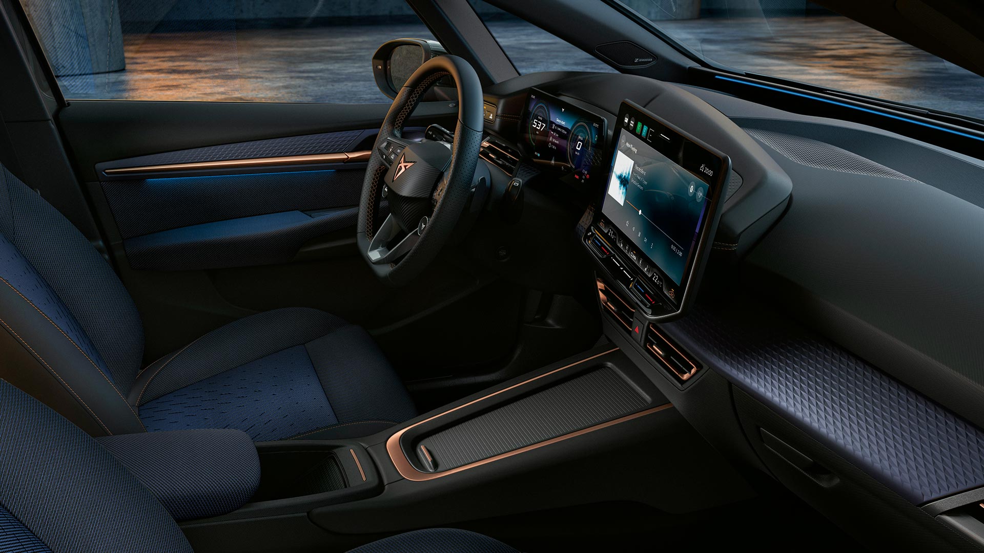 CUPRA Born VZ ratt med regenerativ bromsning och 12,9-tums infotainment
