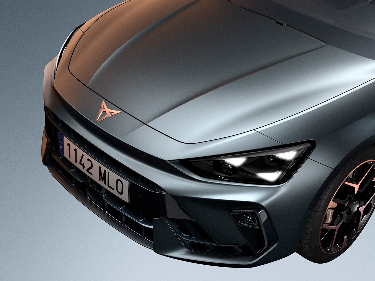 Närbild fram som visar några detaljer från paketet Pure Performance, som CUPRA Matrix LED Ultra-strålkastare.
