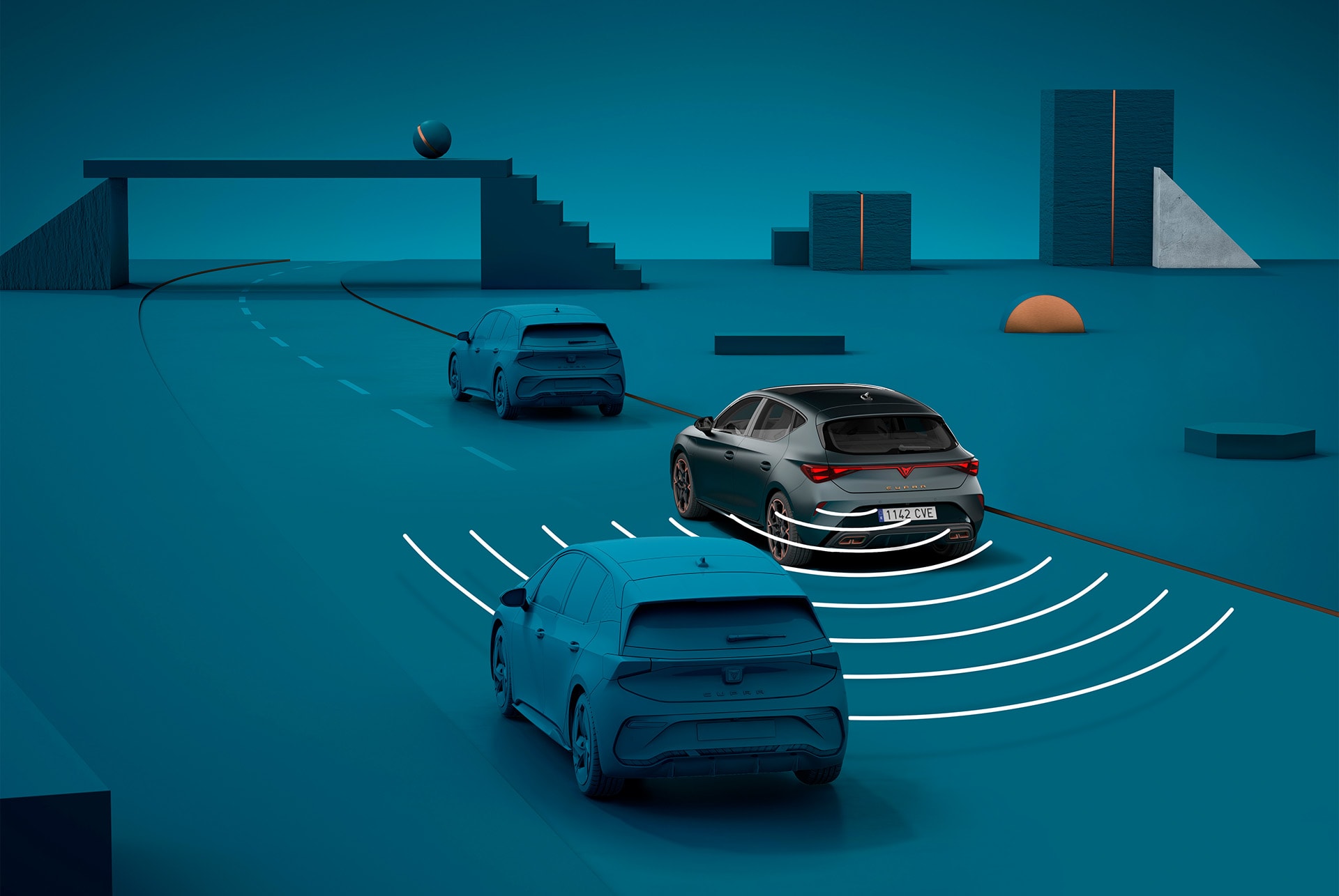 Visuell demonstration av Side Assist i CUPRA Leon.