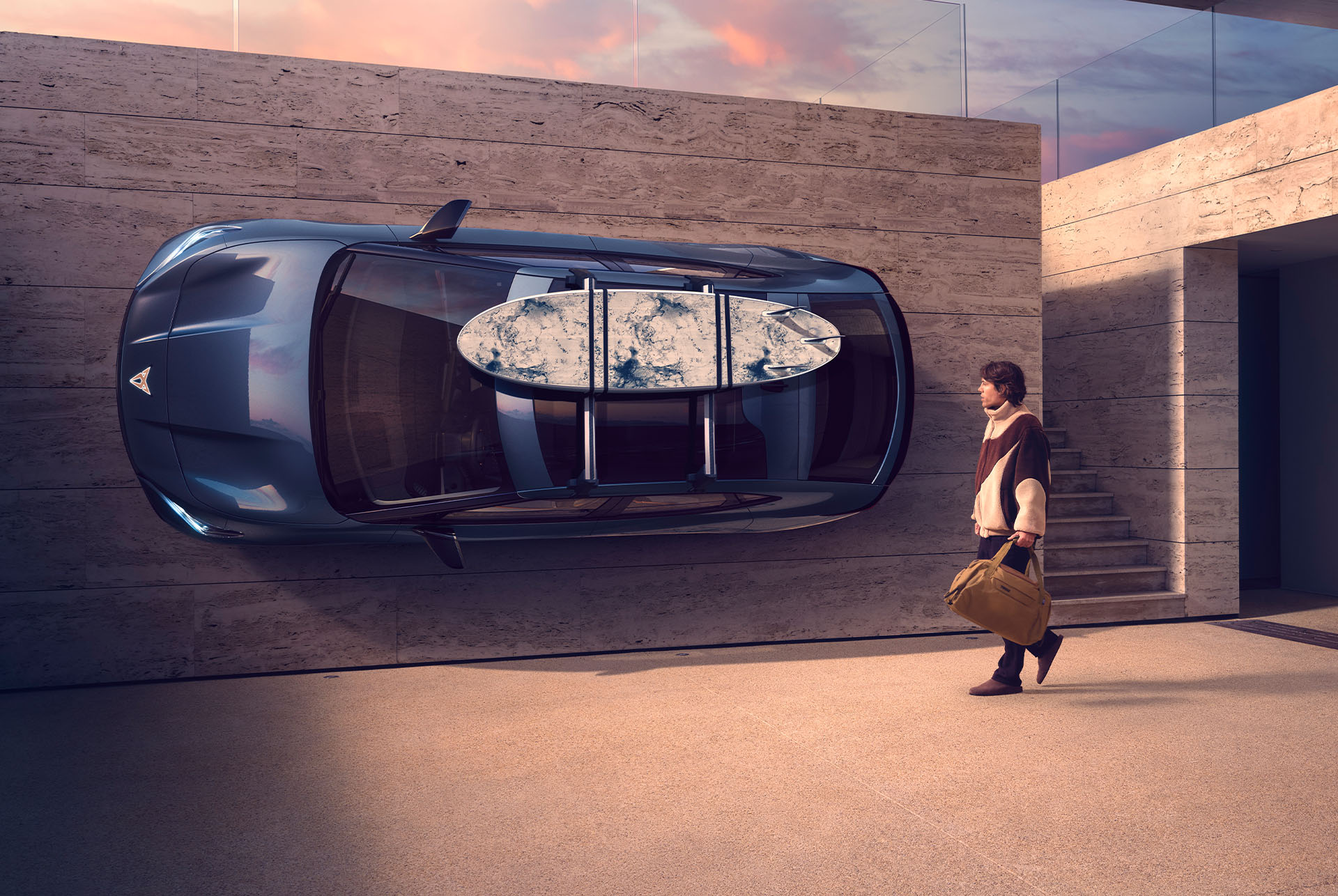 cupra tavascan 2024 surf rack tillbehör sett ovanifrån