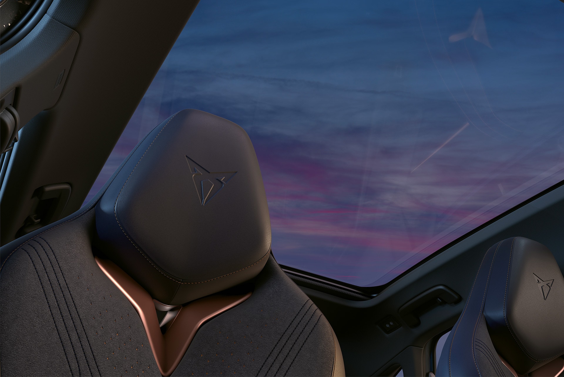 2024 cupra tapascan nackstöd med kopparaccent