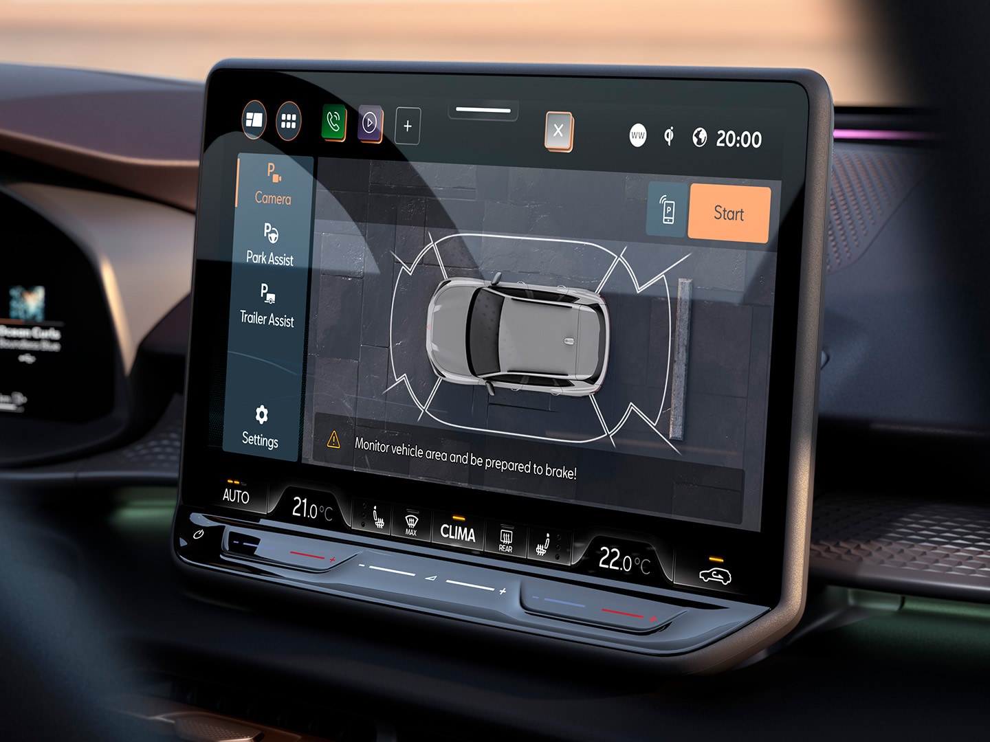 Detaljer CUPRA Terramar med funktioner som top view camera, travel assist och intelligent park assist.