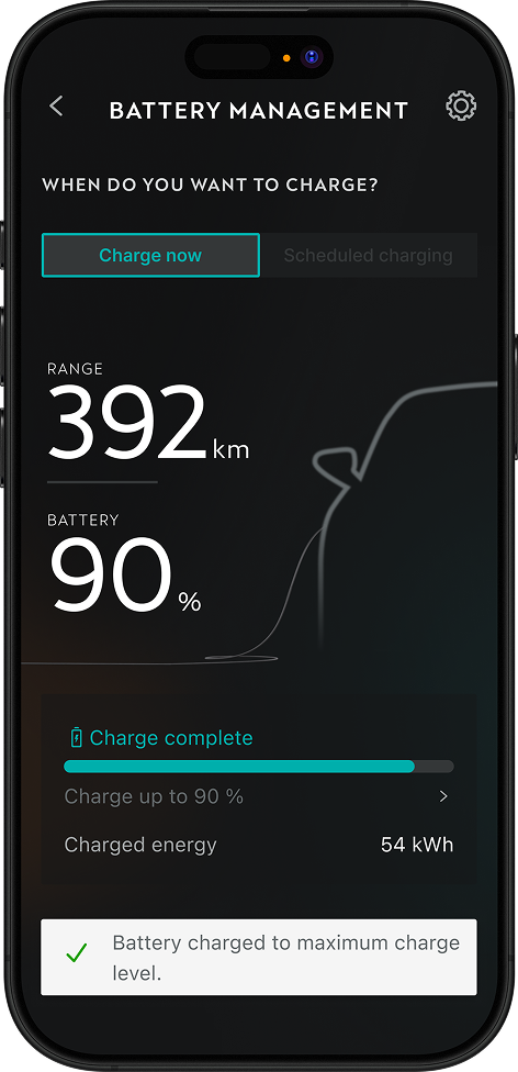 Bild på hantera laddning i my cupra-appen
